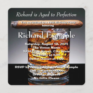 Invitation Fête d'anniversaire de whiskey et de cigare