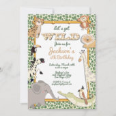Invitation Fête d'anniversaire de Wild Jungle Safari (Devant)