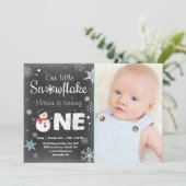 Invitation Fête d'anniversaire de Winter Onederland bonhomme  (Debout devant)