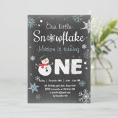 Invitation Fête d'anniversaire de Winter Onederland bonhomme (Debout devant)