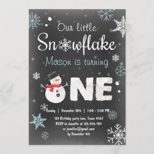 Invitation Fête d'anniversaire de Winter Onederland bonhomme 