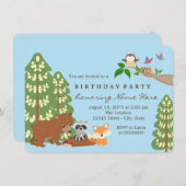 Invitation Fête d'anniversaire de Woodland (Devant / Derrière)