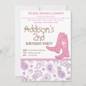 Invitation Fête d'anniversaire de Yee Haw (Devant)