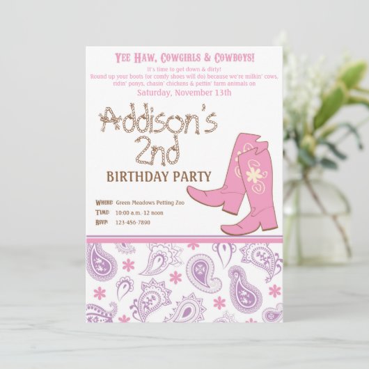 Invitation Fête d'anniversaire de Yee Haw (Debout devant)