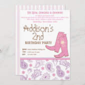 Invitation Fête d'anniversaire de Yee Haw (Devant / Derrière)