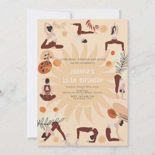 Invitation Fête d'anniversaire de Yoga (Devant)