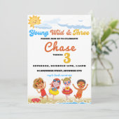 Invitation Fête D'Anniversaire De Young Wild Et Three Beach (Debout devant)