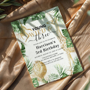 Invitation Fête d'anniversaire de Young, Wild & Three Jungle 