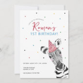 Invitation Fête d'anniversaire de Zebra Animal (Devant)