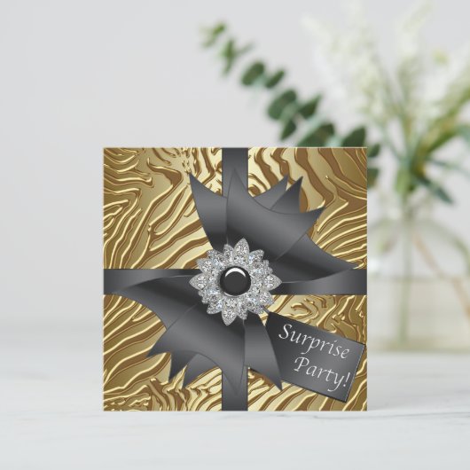 Invitation Fête d'anniversaire de Zebra Surprise (Debout devant)