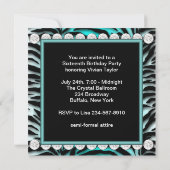 Invitation Fête d'anniversaire de zèbre bleu sarcelle (Dos)