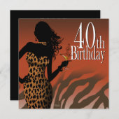 Invitation Fête d'anniversaire de zèbre de léopard de bombe (Devant / Derrière)