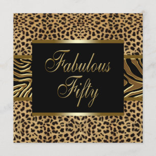 Invitation Fête d'anniversaire de zèbre de léopard de l'or de