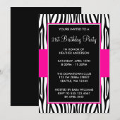 Invitation Fête d'anniversaire de zèbre de roses indien 21ème (Devant / Derrière)