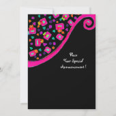 Invitation FÊTE D'ANNIVERSAIRE DECO MONOGRAMME, fuchsia noir (Dos)