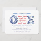 Invitation Fête d'anniversaire décontractée rouge blanc bleu (Devant)