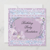 Invitation Fête d'anniversaire décorée de fleurs et de bijoux (Devant)