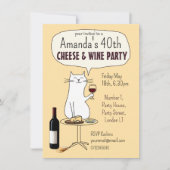 Invitation Fête d'anniversaire dégustation de fromage de chat (Devant)