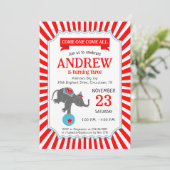 Invitation Fête d'anniversaire d'éléphant de cirque (Debout devant)