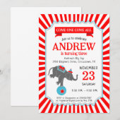 Invitation Fête d'anniversaire d'éléphant de cirque (Devant / Derrière)