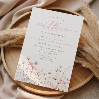 Invitation Fête d'anniversaire délicate aux fleurs roses sauv