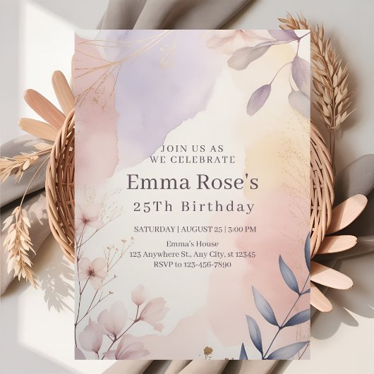 Invitation Fête d'anniversaire Delicate Bloom