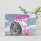 Invitation Fête d'anniversaire d'enfant Cochon d'Inde mignon (Debout devant)