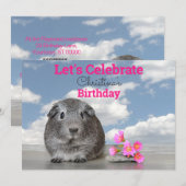 Invitation Fête d'anniversaire d'enfant Cochon d'Inde mignon (Devant / Derrière)