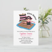 Invitation Fête d'anniversaire d'enfant thème pirate mignon c (Debout devant)