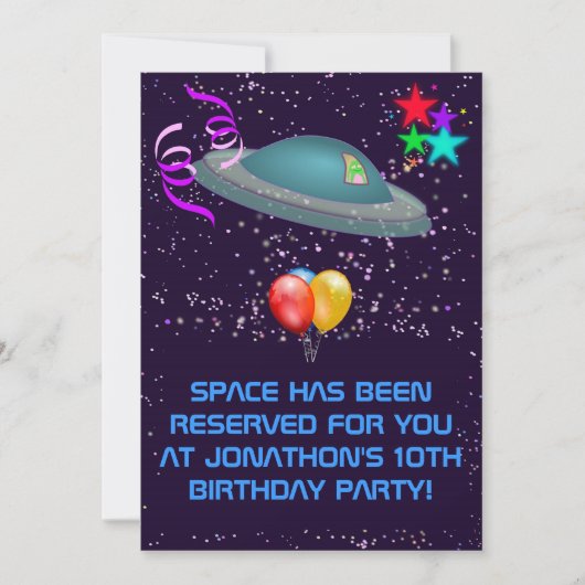 Invitation Fête d'anniversaire d'enfants Alien de l'espace (Devant)