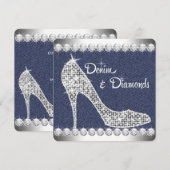 Invitation Fête d'anniversaire Denim et Diamants (Devant / Derrière)