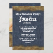 Invitation Fête d'anniversaire Denim Leather (Devant / Derrière)