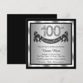 Invitation Fête d'anniversaire des 100 ans argentée (Devant / Derrière)