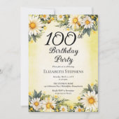 Invitation Fête d'anniversaire des 100 ans Elegant Daisies Ga (Devant)