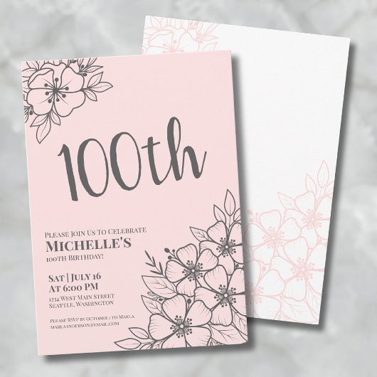 Invitation Fête d'anniversaire des 100 ans Rose Fardé