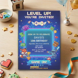 Invitation Fête d'anniversaire des 10 ans de jeux vidéo cool