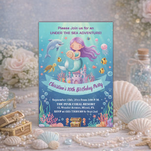 Invitation Fête d'anniversaire des 10 ans de la Sirène Violet