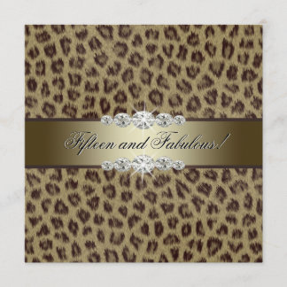 Invitation Fête d'anniversaire des 15 ans Gold Leopard