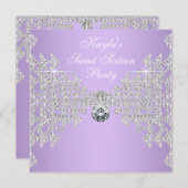 Invitation Fête d'anniversaire des 16 ans lavande violet diam (Devant / Derrière)