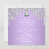 Invitation Fête d'anniversaire des 16 ans lavande violet diam (Dos)