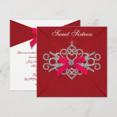 Invitation Fête d'anniversaire des 16 ans Red Diamond Red Swe (Devant / Derrière)