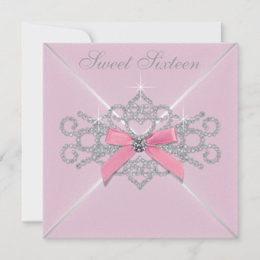 Invitation Fête d'anniversaire des 16 ans Sweet 16 diamants b (Devant)