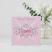 Invitation Fête d'anniversaire des 16 ans Sweet 16 rose et di (Debout devant)