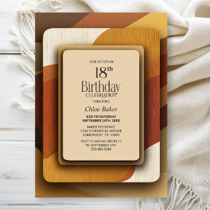 Invitation Fête d'anniversaire des 18 ans aux tons terreux ra