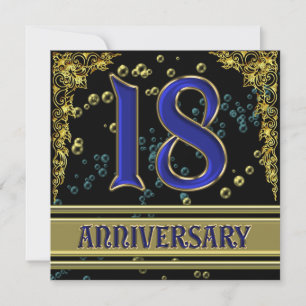Invitation Fête d'anniversaire des 18 ans Black and Gold