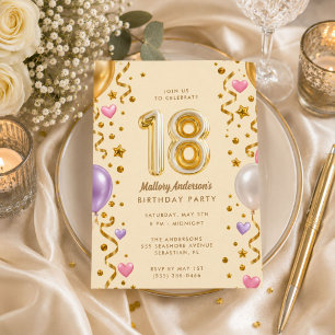 Invitation Fête d'anniversaire des 18 ans de la fille glamour