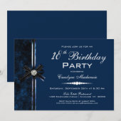 Invitation Fête d'anniversaire des 18 ans en bleu marine (Devant / Derrière)