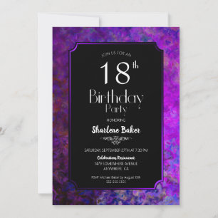 Invitation Fête d'anniversaire des 18 ans noire avec une bord