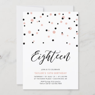 Invitation Fête d'anniversaire des 18 ans pour fille en or no