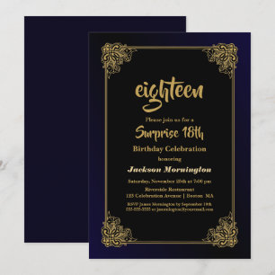 Invitation Fête d'anniversaire des 18 ans surprise avec une b